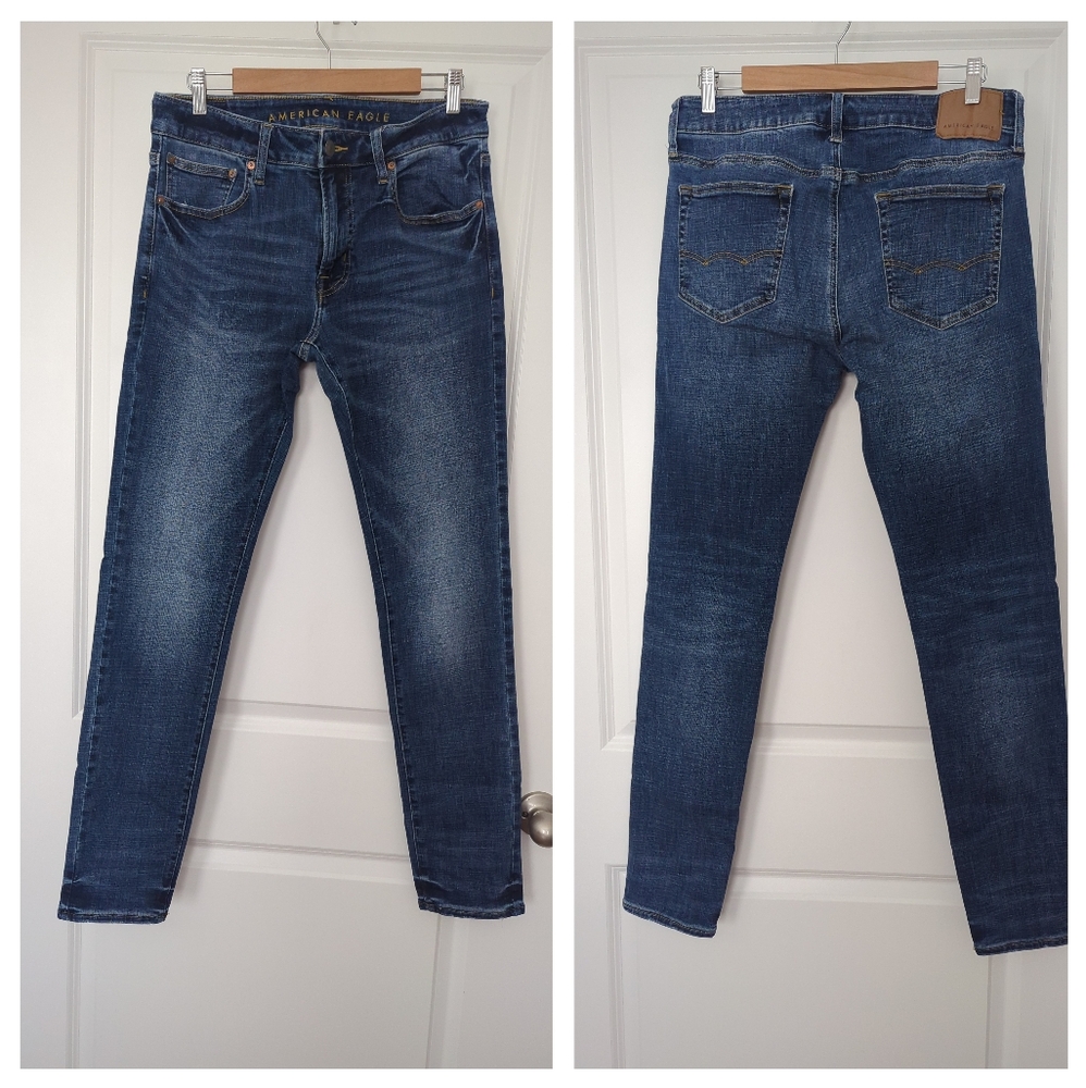 American Eagle Skinny Fit Jeans Next Level Flex Dark Wash size 34 x 34